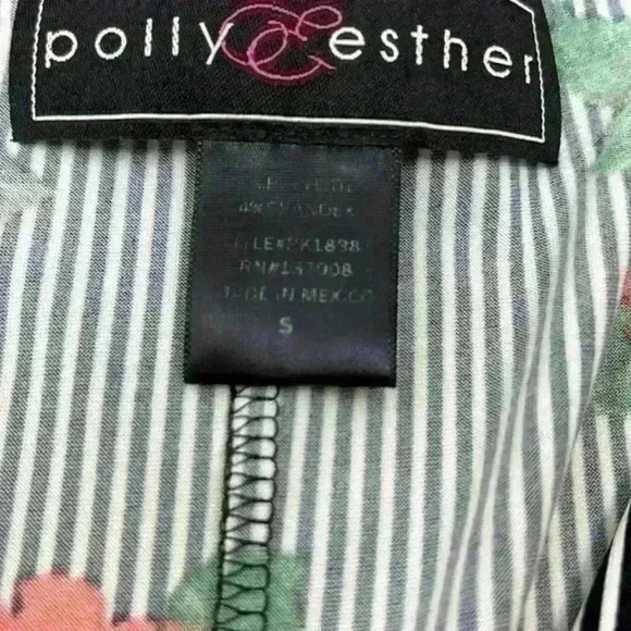 Polly & Esther Striped Floral Cropped Top Size Small - Picture 7 of 9